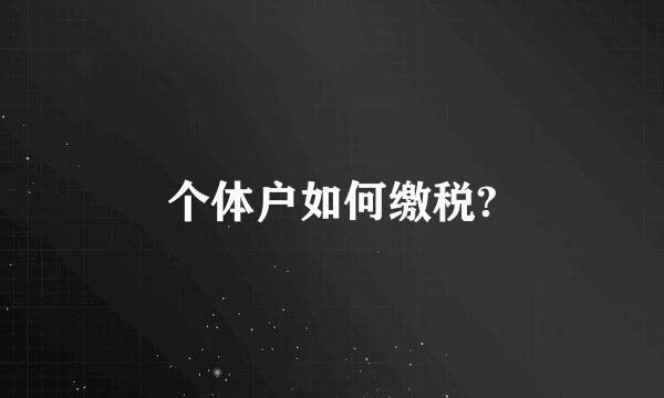 个体户如何缴税?