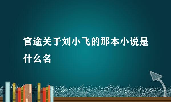 官途关于刘小飞的那本小说是什么名