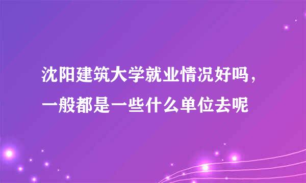 沈阳建筑大学就业情况好吗，一般都是一些什么单位去呢