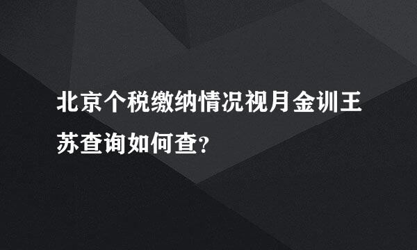 北京个税缴纳情况视月金训王苏查询如何查？