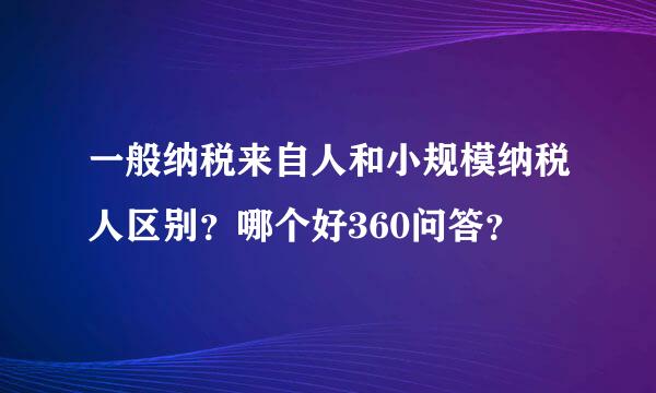 一般纳税来自人和小规模纳税人区别？哪个好360问答？