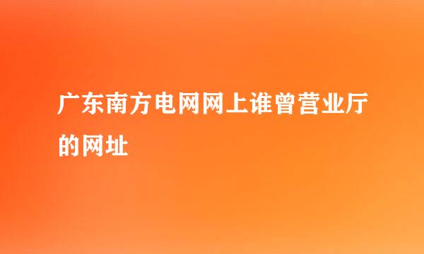 广东南方电网网上谁曾营业厅的网址