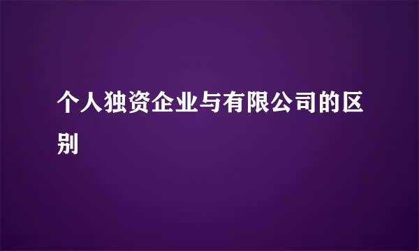 个人独资企业与有限公司的区别