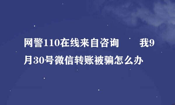 网警110在线来自咨询  我9月30号微信转账被骗怎么办