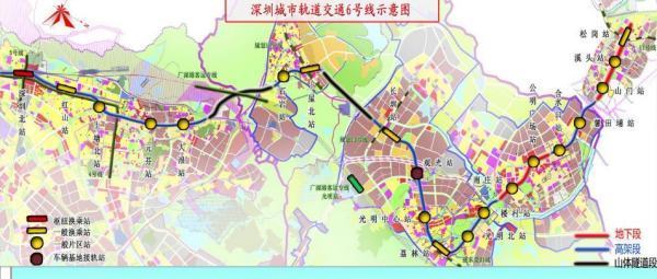 深来自圳地铁六号线线路图