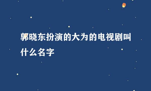 郭晓东扮演的大为的电视剧叫什么名字