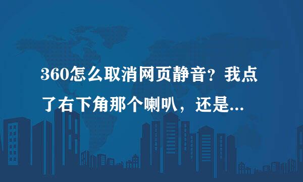 360怎么取消网页静音？我点了右下角那个喇叭，还是没用，它显示已经取消了静音啊，为什么还是没有声音？