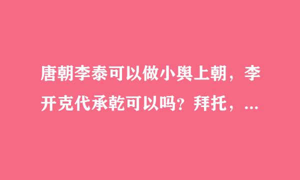 唐朝李泰可以做小舆上朝，李开克代承乾可以吗？拜托，好人一生平安！