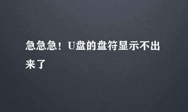 急急急！U盘的盘符显示不出来了