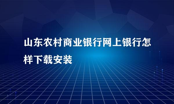 山东农村商业银行网上银行怎样下载安装