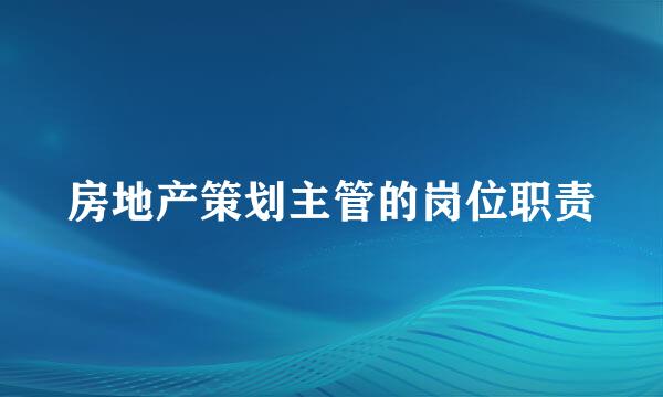 房地产策划主管的岗位职责