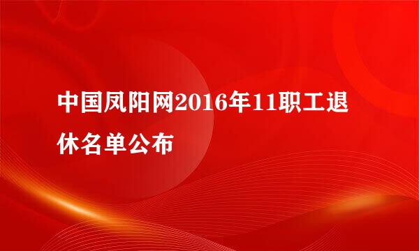 中国凤阳网2016年11职工退休名单公布