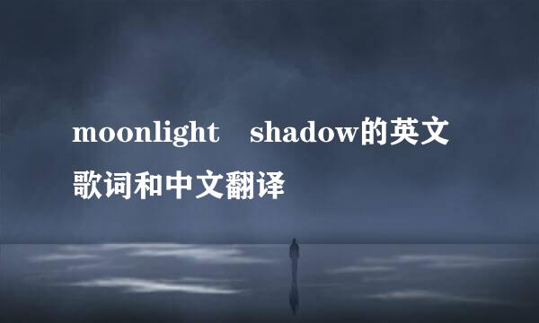 moonlight shadow的英文歌词和中文翻译