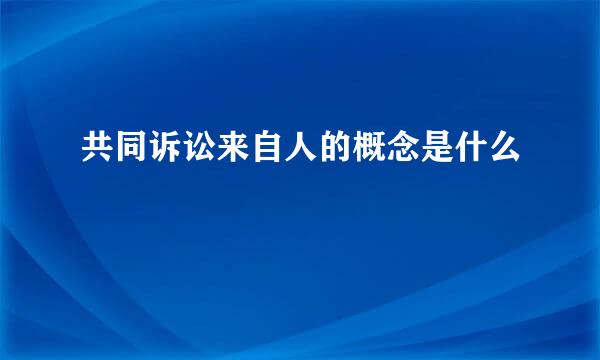 共同诉讼来自人的概念是什么