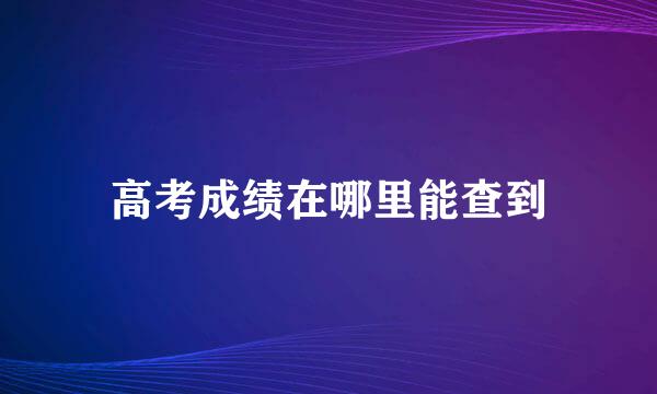 高考成绩在哪里能查到