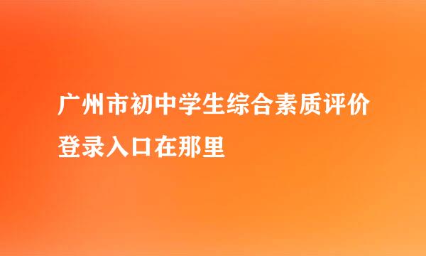 广州市初中学生综合素质评价登录入口在那里