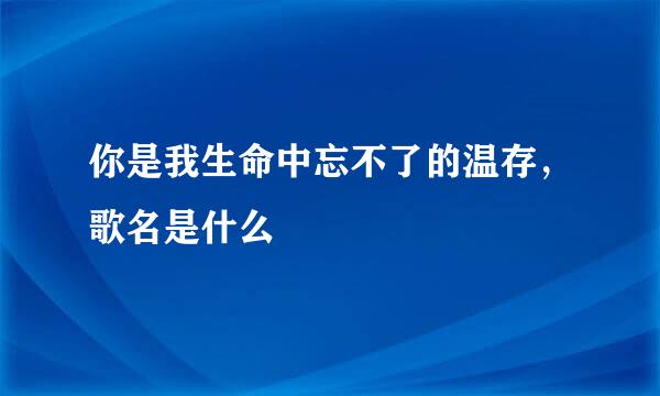 你是我生命中忘不了的温存，歌名是什么