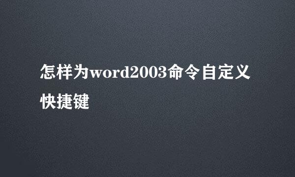 怎样为word2003命令自定义快捷键