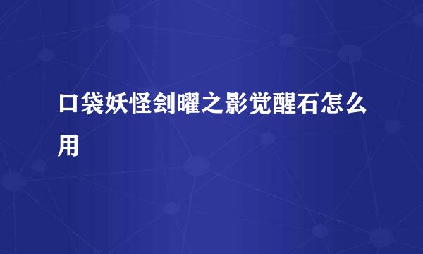 口袋妖怪刽曜之影觉醒石怎么用