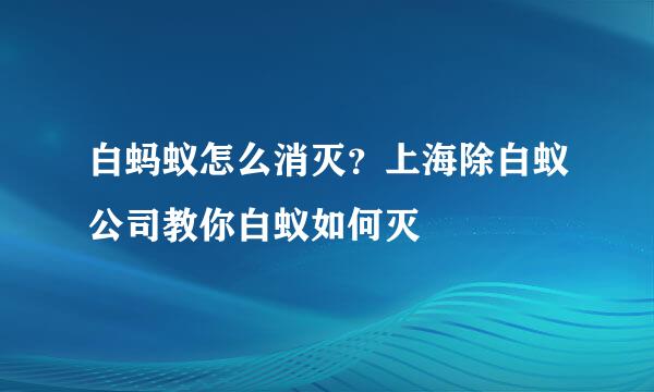 白蚂蚁怎么消灭？上海除白蚁公司教你白蚁如何灭