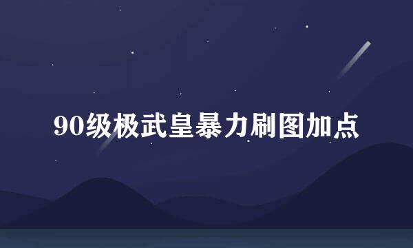 90级极武皇暴力刷图加点