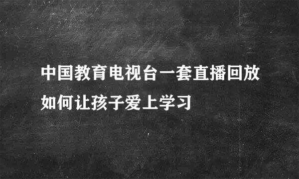 中国教育电视台一套直播回放如何让孩子爱上学习