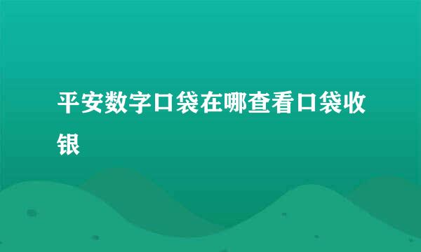 平安数字口袋在哪查看口袋收银