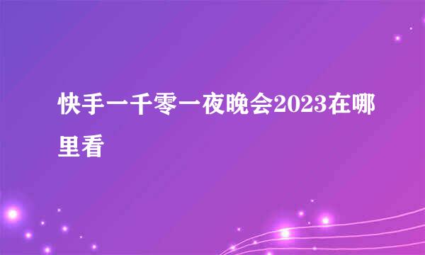 快手一千零一夜晚会2023在哪里看