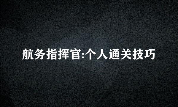 航务指挥官:个人通关技巧