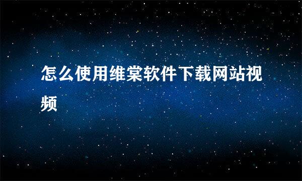 怎么使用维棠软件下载网站视频