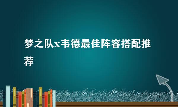 梦之队x韦德最佳阵容搭配推荐