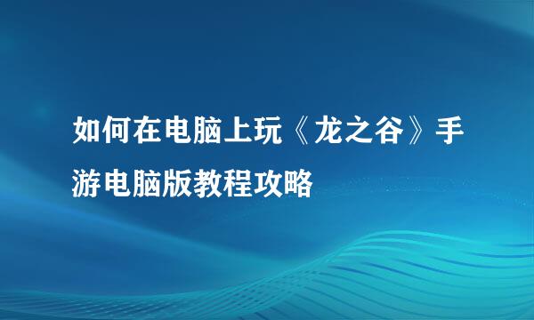 如何在电脑上玩《龙之谷》手游电脑版教程攻略