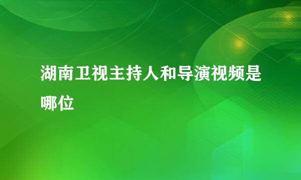 湖南卫视主持人和导演视频是哪位