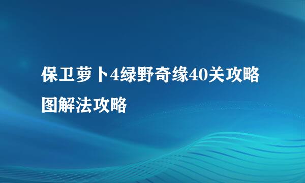 保卫萝卜4绿野奇缘40关攻略图解法攻略