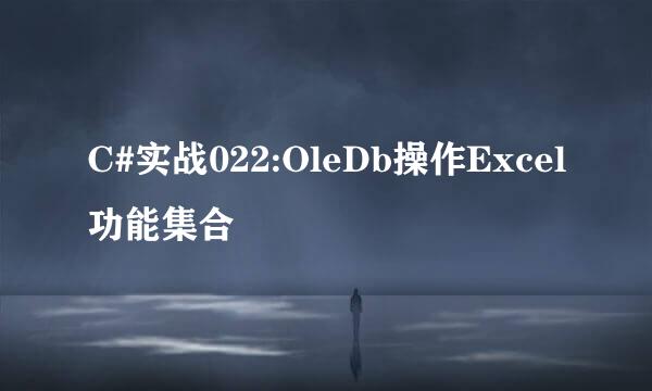 C#实战022:OleDb操作Excel功能集合