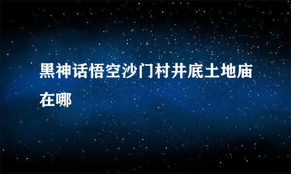 黑神话悟空沙门村井底土地庙在哪