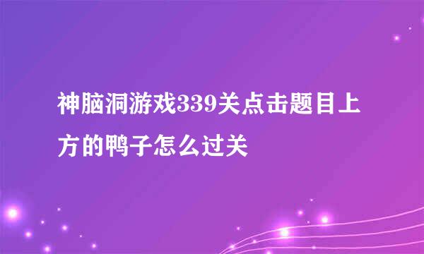 神脑洞游戏339关点击题目上方的鸭子怎么过关