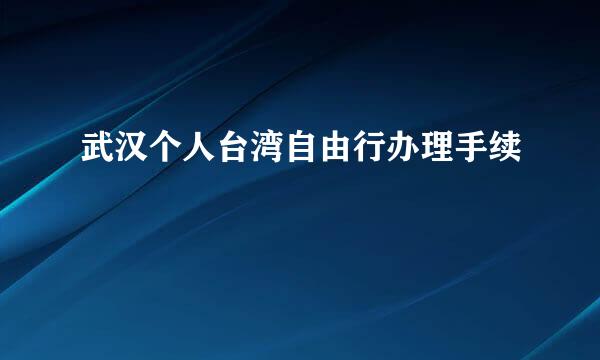 武汉个人台湾自由行办理手续