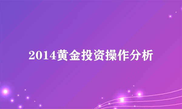 2014黄金投资操作分析