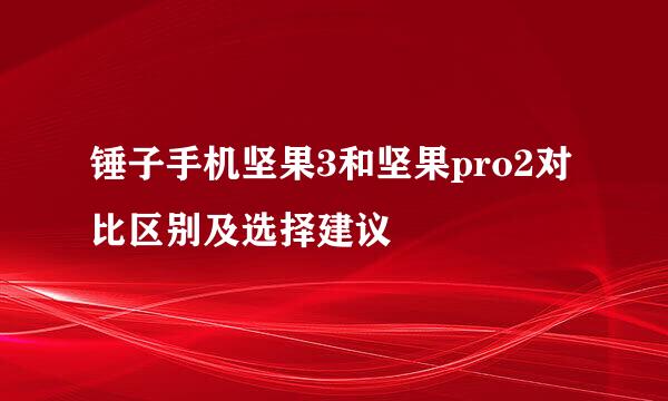 锤子手机坚果3和坚果pro2对比区别及选择建议