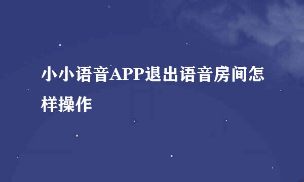 小小语音APP退出语音房间怎样操作