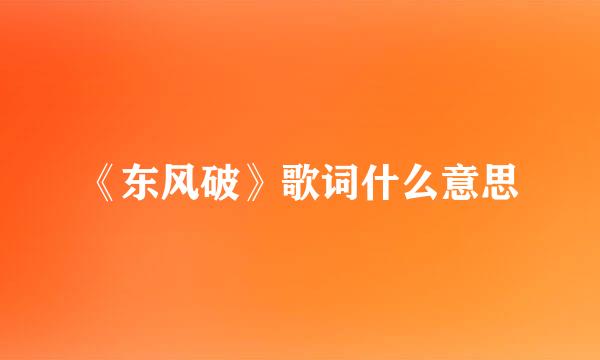 《东风破》歌词什么意思