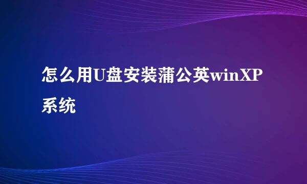 怎么用U盘安装蒲公英winXP系统