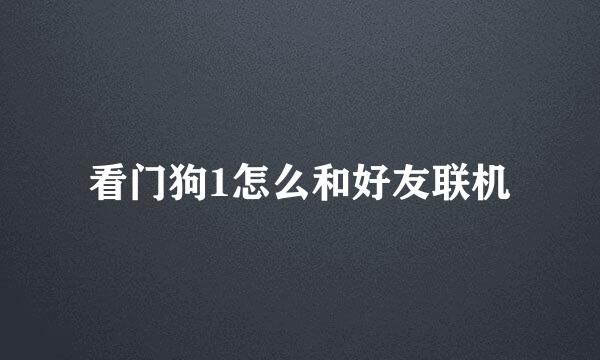 看门狗1怎么和好友联机