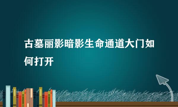 古墓丽影暗影生命通道大门如何打开