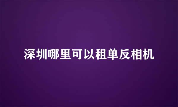 深圳哪里可以租单反相机