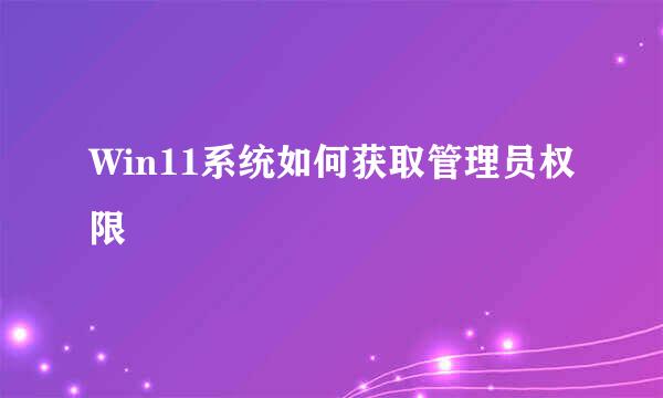 Win11系统如何获取管理员权限