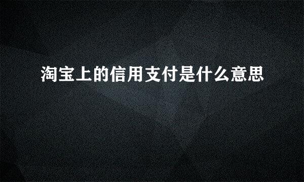 淘宝上的信用支付是什么意思