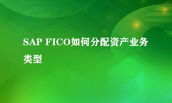 SAP FICO如何分配资产业务类型