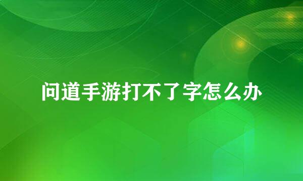 问道手游打不了字怎么办